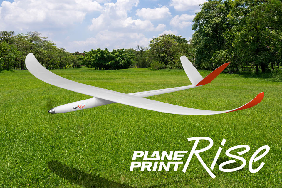 3d printed rc glider Planeprint Rise.