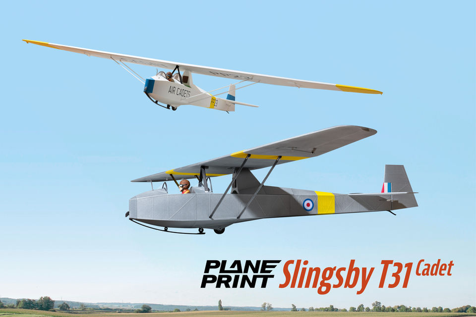3d printed rc glider Planeprint Slingsby.