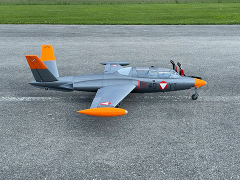 The 3d printed Fouga Magister starts.