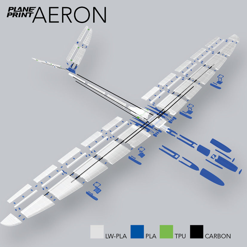 RC glider 3d print AERON by Planeprint