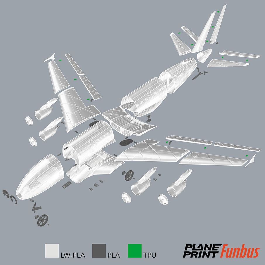 Fully 3d printed rc plane Funbus by Planeprint