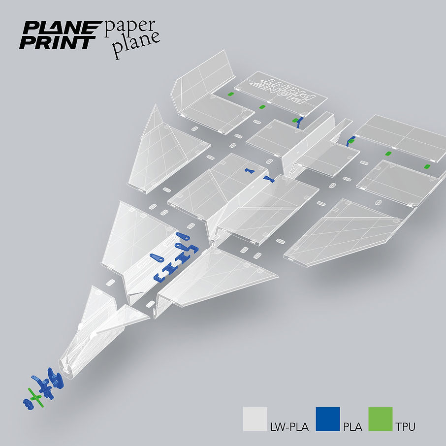 Planeprint Paper Plane 3d printable parts