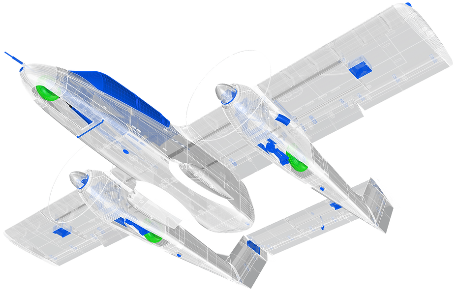 Planeprint OV10 Bronco 3d printed rc plane rendering